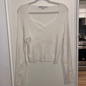 Celebrity Pink Sweetheart Ribbed Sweater in White | XXL